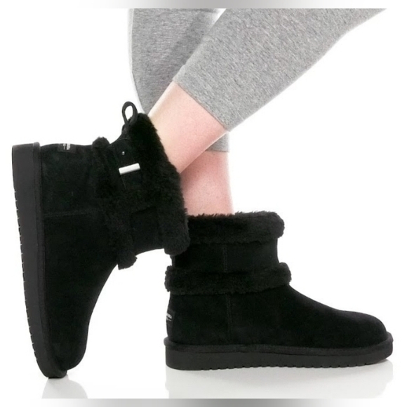 UGG Shoes - UGG Koolaburra Black‎ Leather Sheepskin Lining Mid Calf Boots Size 7